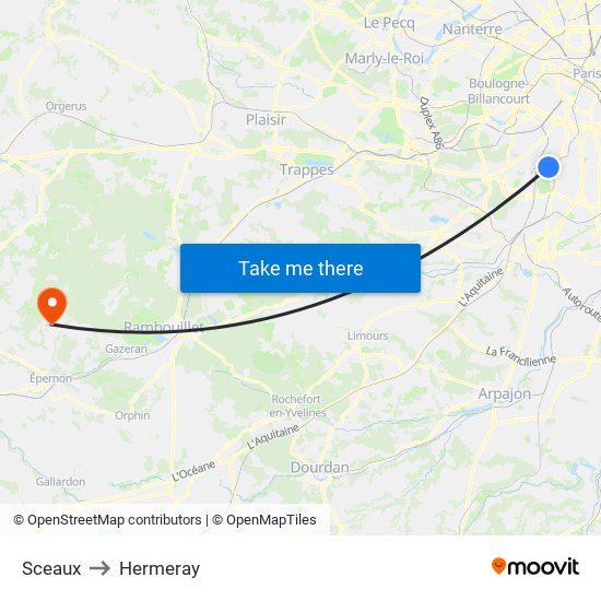 Sceaux to Hermeray map