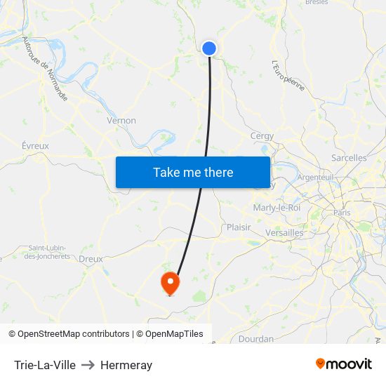 Trie-La-Ville to Hermeray map