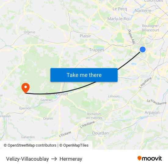 Velizy-Villacoublay to Hermeray map