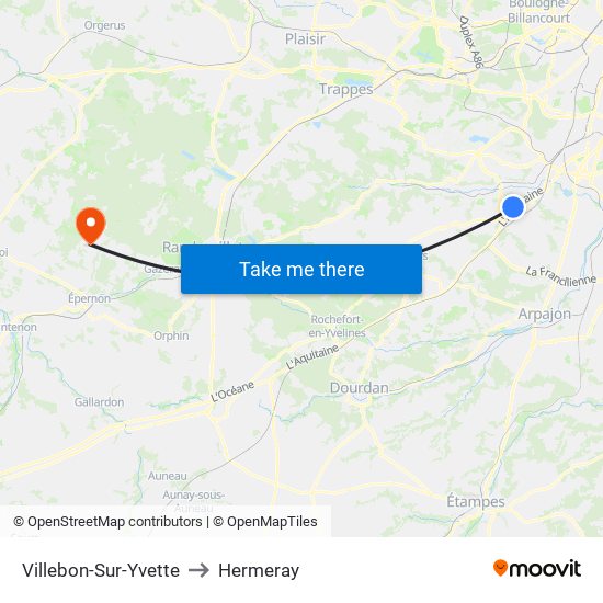 Villebon-Sur-Yvette to Hermeray map