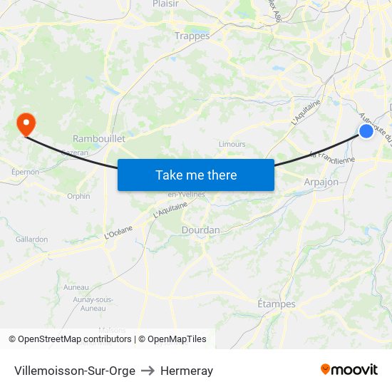Villemoisson-Sur-Orge to Hermeray map