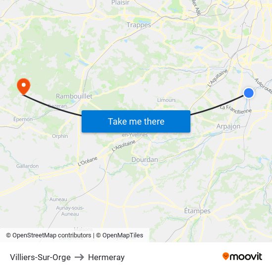 Villiers-Sur-Orge to Hermeray map