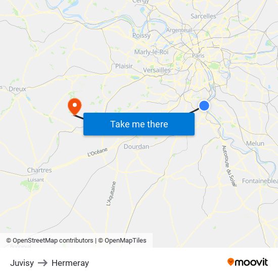 Juvisy to Hermeray map
