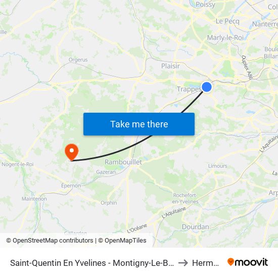 Saint-Quentin En Yvelines - Montigny-Le-Bretonneux to Hermeray map