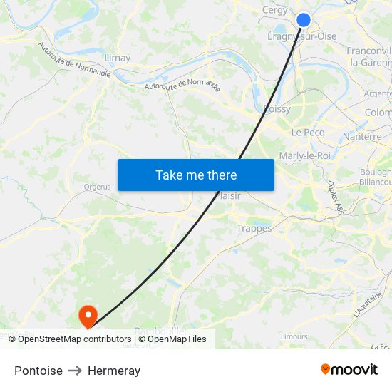 Pontoise to Hermeray map