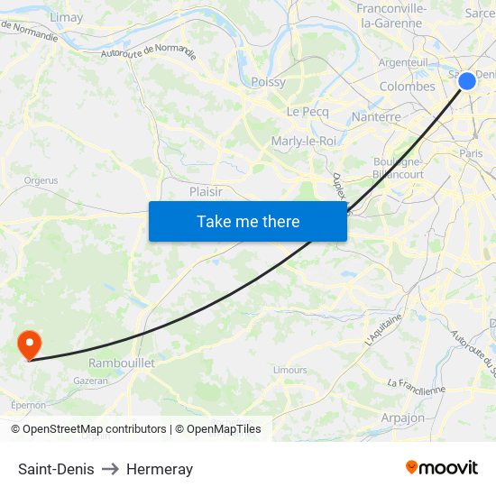 Saint-Denis to Hermeray map
