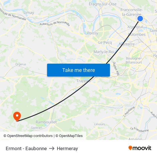 Ermont - Eaubonne to Hermeray map