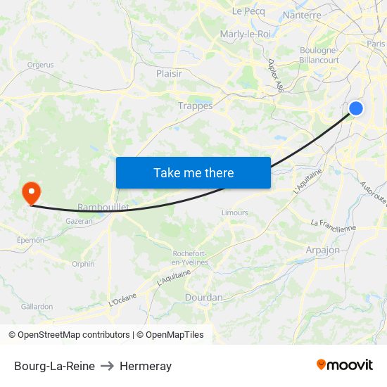 Bourg-La-Reine to Hermeray map