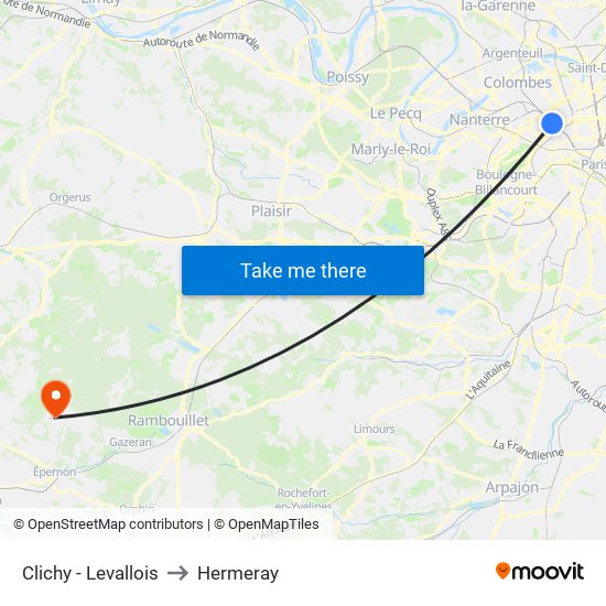 Clichy - Levallois to Hermeray map