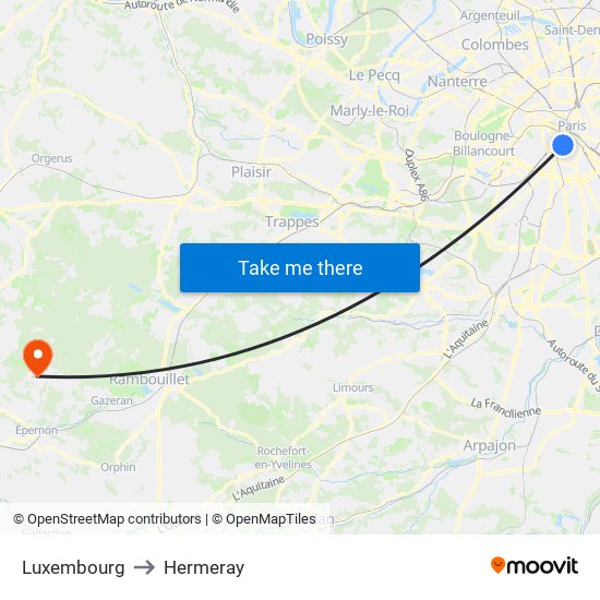 Luxembourg to Hermeray map