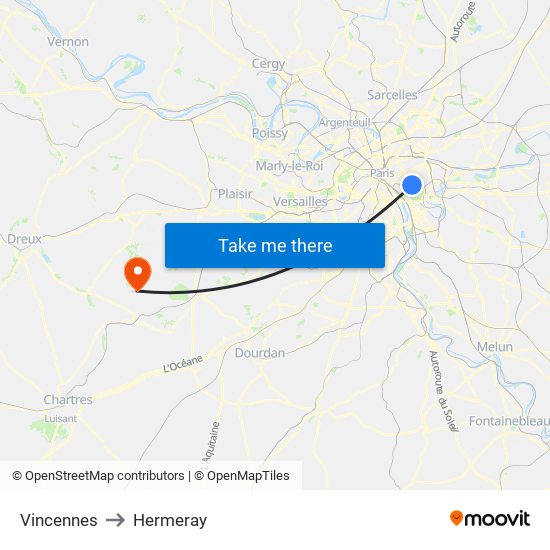 Vincennes to Hermeray map