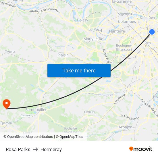 Rosa Parks to Hermeray map