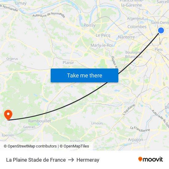 La Plaine Stade de France to Hermeray map
