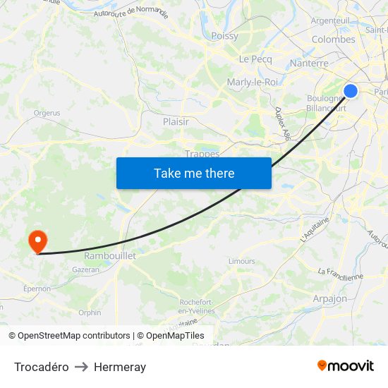 Trocadéro to Hermeray map