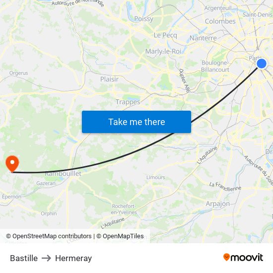 Bastille to Hermeray map