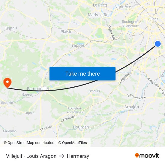 Villejuif - Louis Aragon to Hermeray map