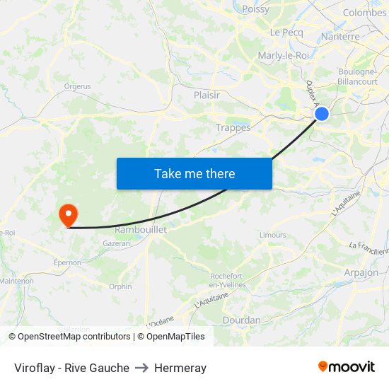 Viroflay - Rive Gauche to Hermeray map