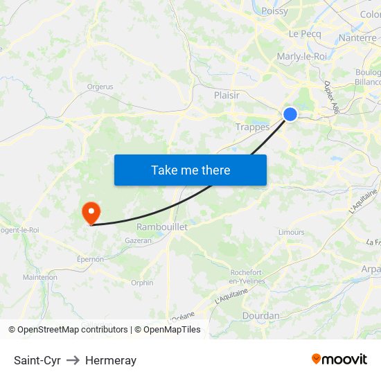 Saint-Cyr to Hermeray map