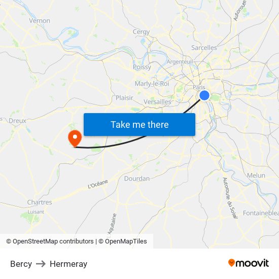 Bercy to Hermeray map