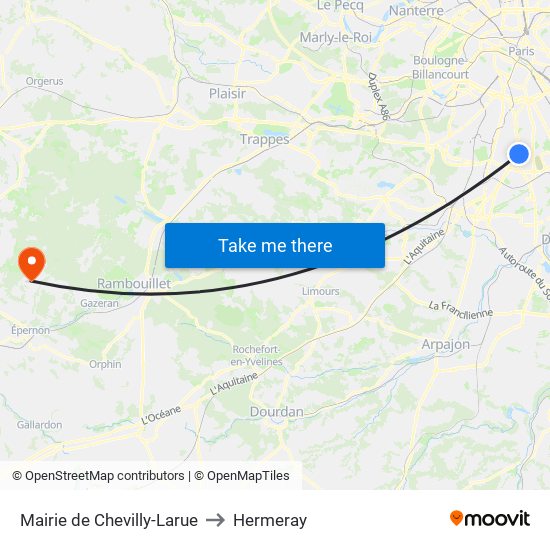 Mairie de Chevilly-Larue to Hermeray map