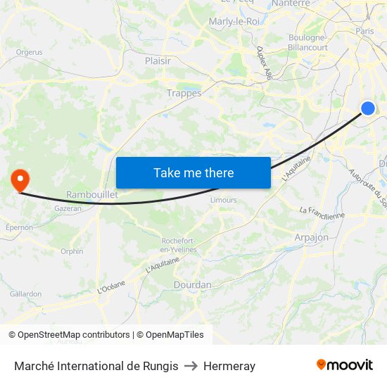 Marché International de Rungis to Hermeray map