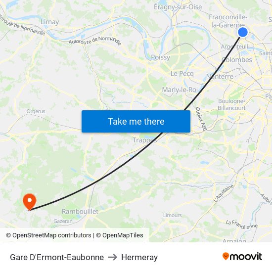 Gare D'Ermont-Eaubonne to Hermeray map