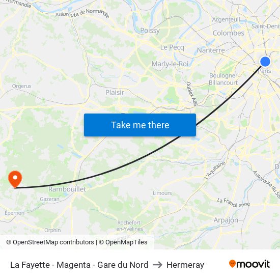 La Fayette - Magenta - Gare du Nord to Hermeray map
