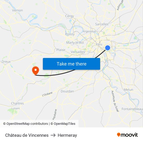 Château de Vincennes to Hermeray map