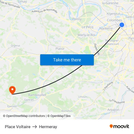 Place Voltaire to Hermeray map
