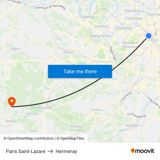 Paris Saint-Lazare to Hermeray map