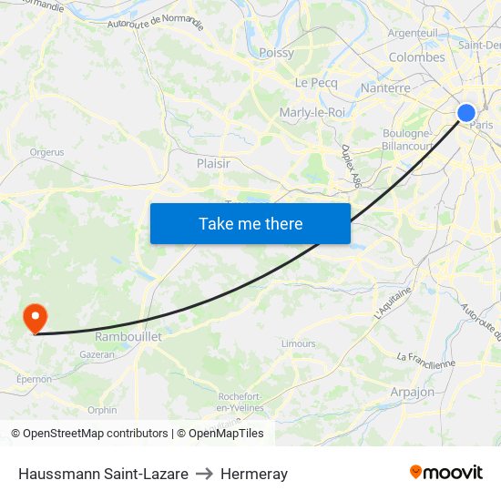 Haussmann Saint-Lazare to Hermeray map