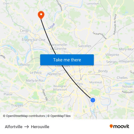 Alfortville to Herouville map