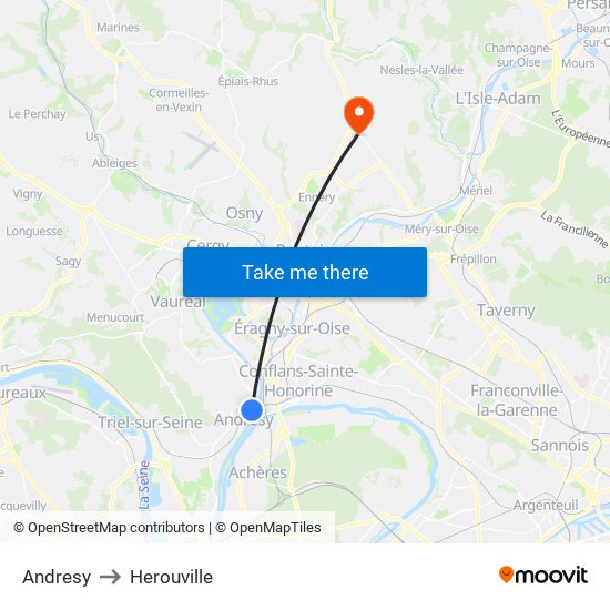 Andresy to Herouville map