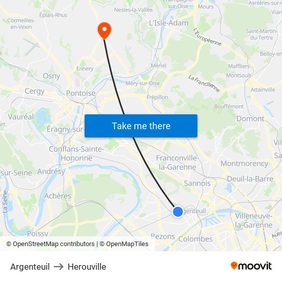 Argenteuil to Herouville map