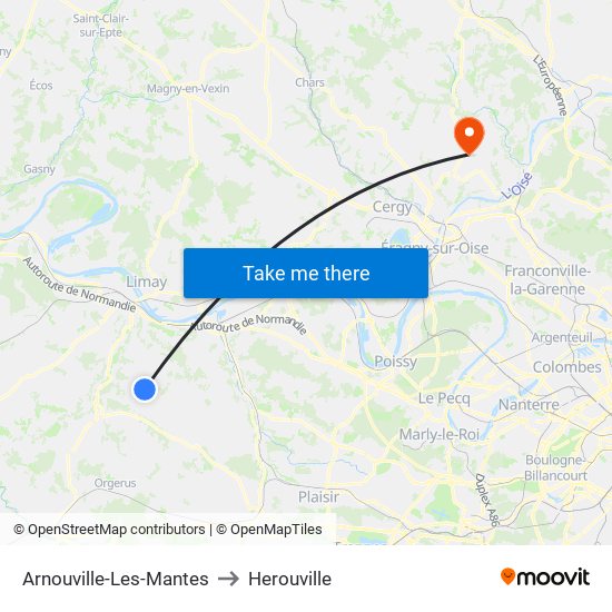 Arnouville-Les-Mantes to Herouville map