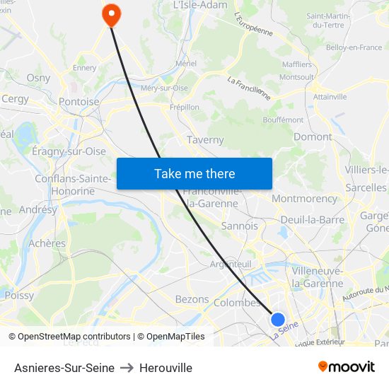 Asnieres-Sur-Seine to Herouville map