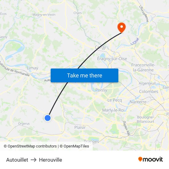 Autouillet to Herouville map