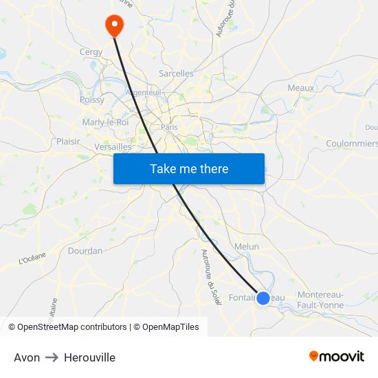 Avon to Herouville map