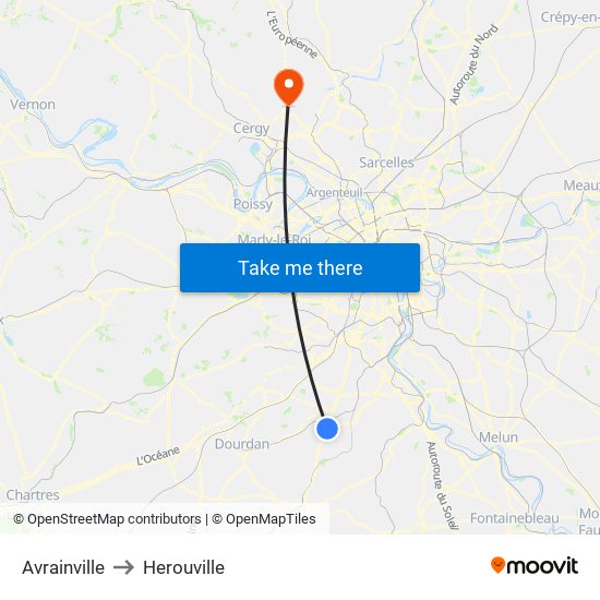 Avrainville to Herouville map