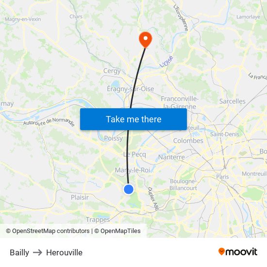 Bailly to Herouville map