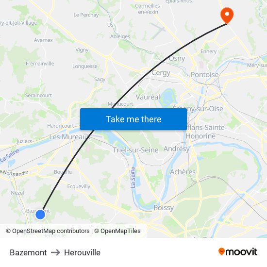 Bazemont to Herouville map