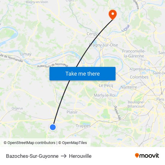 Bazoches-Sur-Guyonne to Herouville map