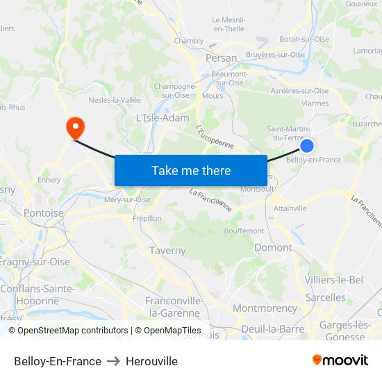 Belloy-En-France to Herouville map
