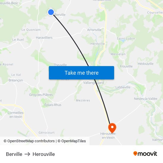 Berville to Herouville map