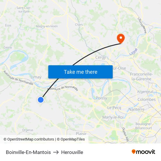 Boinville-En-Mantois to Herouville map