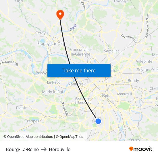 Bourg-La-Reine to Herouville map