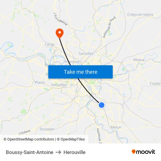 Boussy-Saint-Antoine to Herouville map