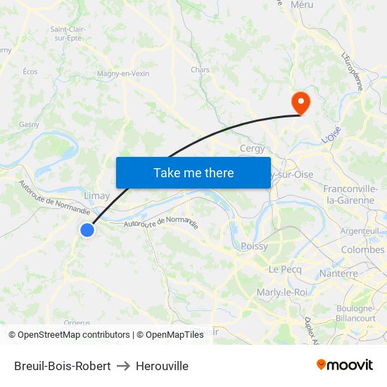 Breuil-Bois-Robert to Herouville map