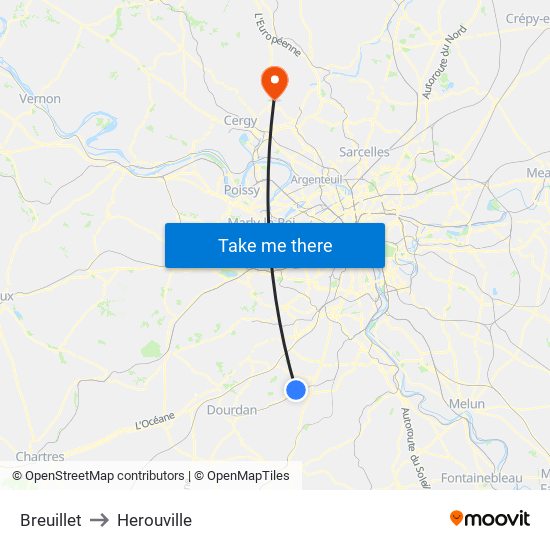 Breuillet to Herouville map