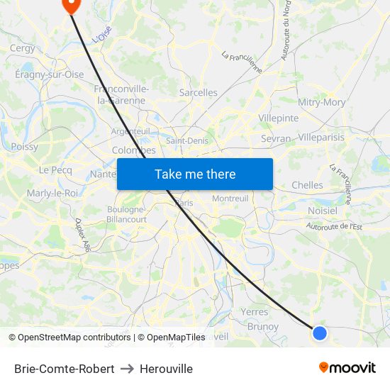 Brie-Comte-Robert to Herouville map